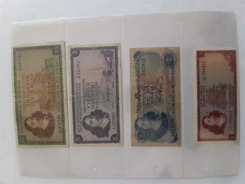 TW de Jongh Set of R1, R2, R5 and R10 South African Banknotes